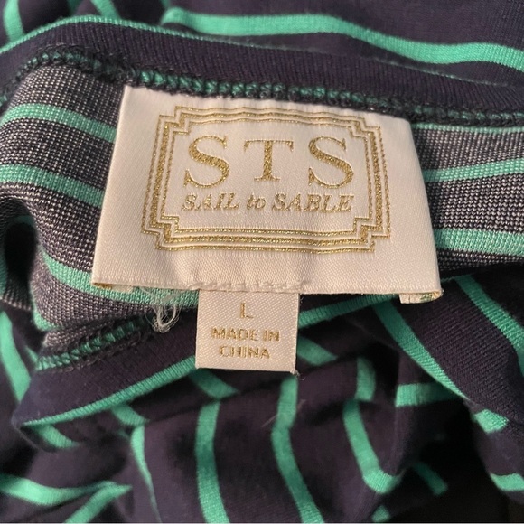 STS Sail to Sable Striped Nautical Jersey Dress with Patch Pockets Size Large - Picture 2 of 7